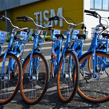 Acht Blue-bikes aan busstation De Weeg - Bree
