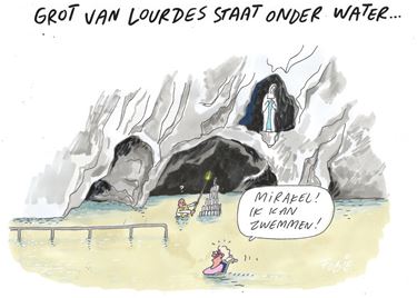 De grot van Lourdes staat onder water