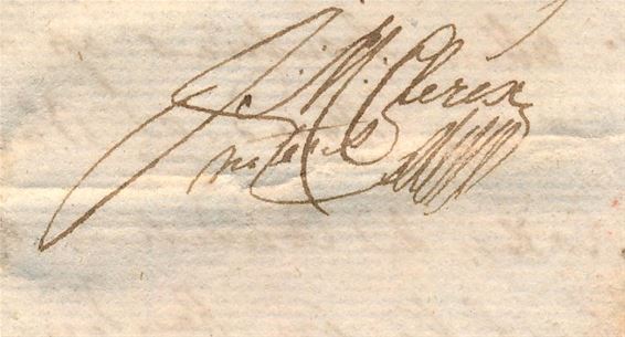 De handtekening van drossaard Clercx - Pelt