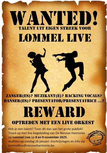 De Nieuwe Harmonie zoekt talent voor Lommel Live - Lommel