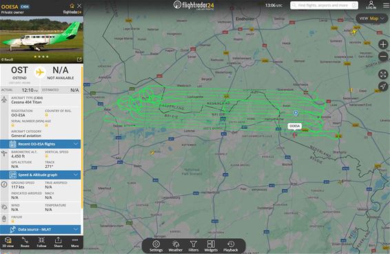 Meetvlucht boven Hamont-Achel - Hamont-Achel