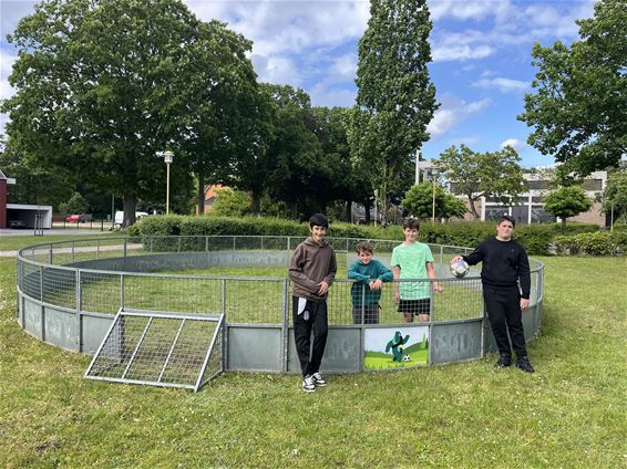 Tijdelijke voetbalkooi in Stal - Beringen