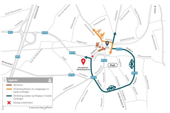 Werken aan kruispunt Ringlaan en Houtmolenstraat - Pelt
