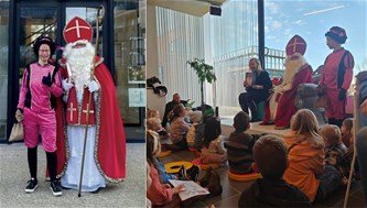 Sinterklaas op bezoek in de bib