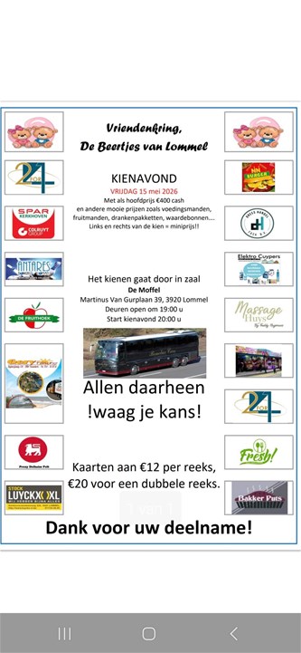 Kienavond Vriendenkring de Beertjes