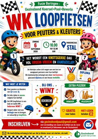 WK loopfietsen voor peuters en kleuters